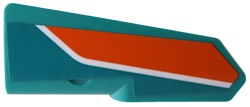 Lego Technic, Panel Fairing #22 Very Small Smooth, Side A with Orange and White Stripes Pattern (Sticker) - Set 42117 / Dark Turquoise