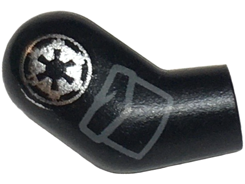 Lego Arm, Right with Silver SW Imperial Logo and Dark Bluish Gray Pocket with Flap Crease Pattern / Black