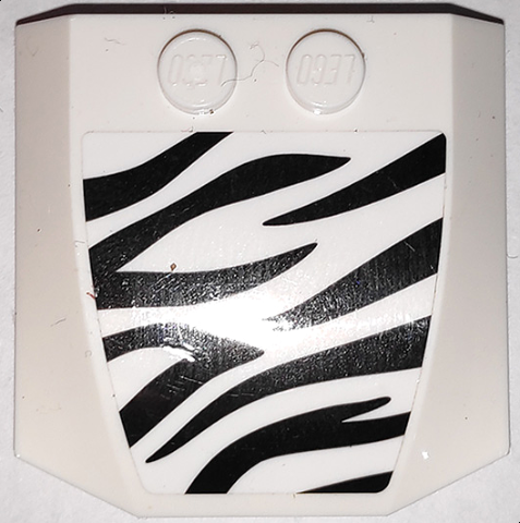 Lego Wedge 4 x 4 x 2/3 Triple Curved with Black Zebra Stripes Camouflage Pattern (Sticker) - Set 60267 / White