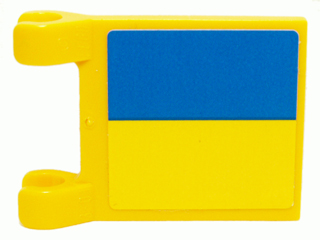 Lego Flag 2 x 2 Square with Flat Edge with SpongeBob Blue and Yellow Rectangle Pattern (Sticker) - Sets 3825 / 3833 / Yellow