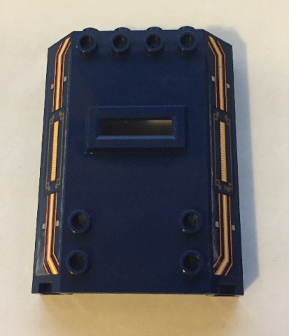 Lego Panel 2 x 6 x 6 with Window Slot with Orange and White Bars and Orange Circuitry Pattern (Stickers) - Sets 70317 / 70324 / Dark Blue