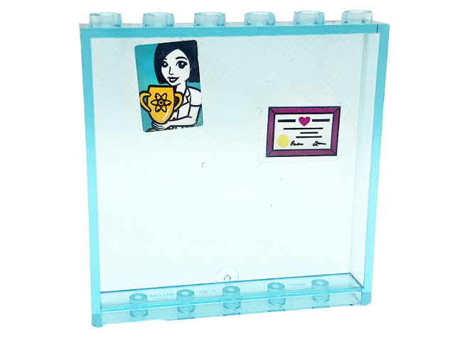 Lego Panel 1 x 6 x 5 with Girl and Trophy Picture and Award Pattern on Inside (Stickers) - Set 41318