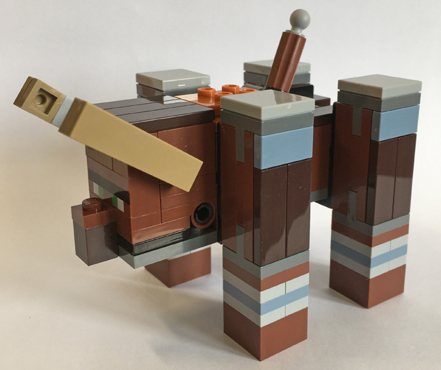 Lego Minecraft Ravager, Dark Tan Horns - Brick Built