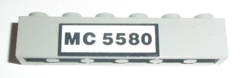 Lego Brick 1 x 6 with Black 'MC 5580' Pattern (Sticker) - Set 5580