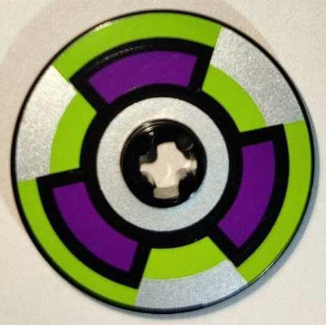 Lego Technic, Disk 3 x 3 with Purple, Lime, and Silver Target Pattern (Sticker) - Sets 8305 / 8307