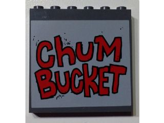 Lego Panel 1 x 6 x 5 with Red 'ChUM BUCKET' Pattern (Sticker) - Set 4981
