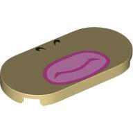 Lego Tile Round 2 x 4 with Large Pink Lips Print