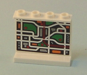 Lego Panel 1 x 4 x 3 - Hollow Studs with Map Street Pattern 7 on Inside (Sticker) - Set 7642