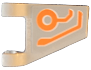 Lego Flag 2 x 2 Trapezoid with Flat Edge with Orange Circles and Bent Lines Circuitry Pattern Model Left Side (Sticker) - Set 76194