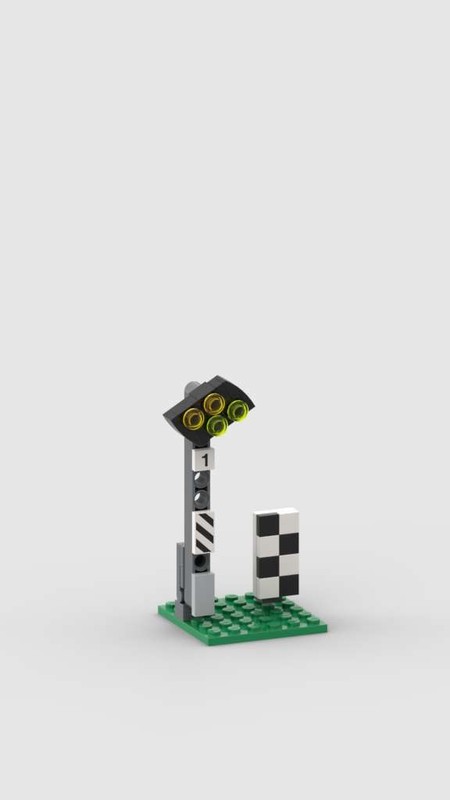 Lego Eisenbahn Vorsignal mit Schachbretttafel für Hauptsignal railway signal
