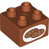 Lego Duplo Brick 2 x 2 with Cookies print / Dark Orange
