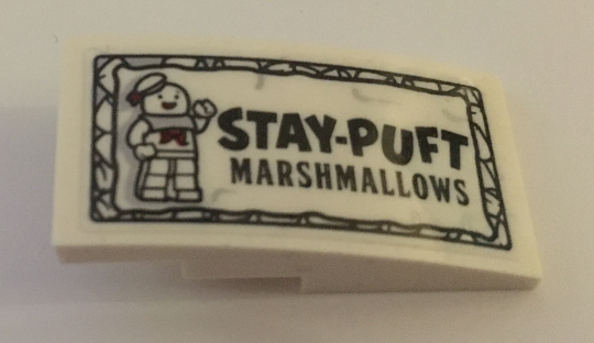 Lego Slope, Curved 4 x 2 with Stay-Puft Marshmallows Pattern (Sticker) - Set 10274