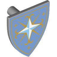 Lego Shield Triangular with White Diamond, Gold Decorations on Medium Blue Background Print