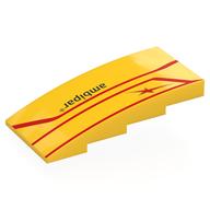 Lego Brick Curved 4 x 8 x 1 2/3 No Studs with Red Lines, Black 'ambipar' Print
