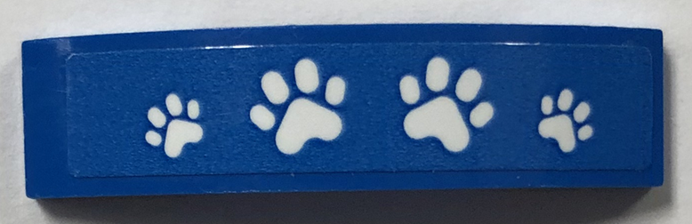 Lego Slope, Curved 4 x 1 x 2/3 Double with White Paw Prints Pattern (Sticker) - Set 40479