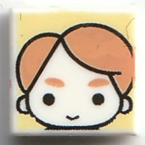 Lego Tile 1 x 1 with Cedric Diggory Print / White