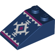 Lego Brick Sloped 33° 3 x 2 with White Snowflake, Dark Purple Lines Print / Dark Blue