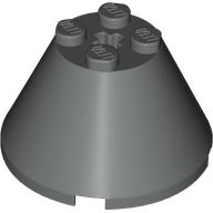 Lego Cone 4 x 4 x 2, Axle Hole [Plain] / Dark Gray