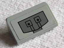 Lego Slope 30 1 x 2 x 2/3 with Dark Bluish Gray Panel and Two Black Dots Pattern (Sticker) - Set 75095 / Light Bluish Gray