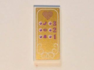 Lego Tile 2 x 4 with Elevator Buttons on Gold Background Pattern (Sticker) - Set 41101
