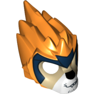 Lego Mask Lion with Tan Face, Crooked Smile and Dark Blue Headpiece Print