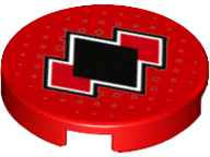 Lego Tile, Round 2 x 2 with Bottom Stud Holder with Black and Red Diamonds Pattern