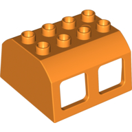 Lego Duplo Train Locomotive Cabin Roof 2 x 4 Studs, 4 Medium Windows / Orange
