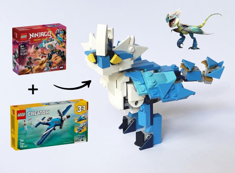 Lego How To Train Your Dragon - Stormfly Deadly Nadder - Creator Plane + Ninjago Mech Alt Build