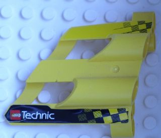 Lego Technic, Panel Fairing # 1 Large Short, Large Holes, Side A with Checkered Flags and LEGO Technic Logo Pattern (Stickers) - Set 8445