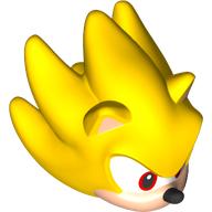 Lego Minifig Head Special, Super Sonic with Light Nougat Face, White/Red Eyes, Open Mouth Print / Yellow