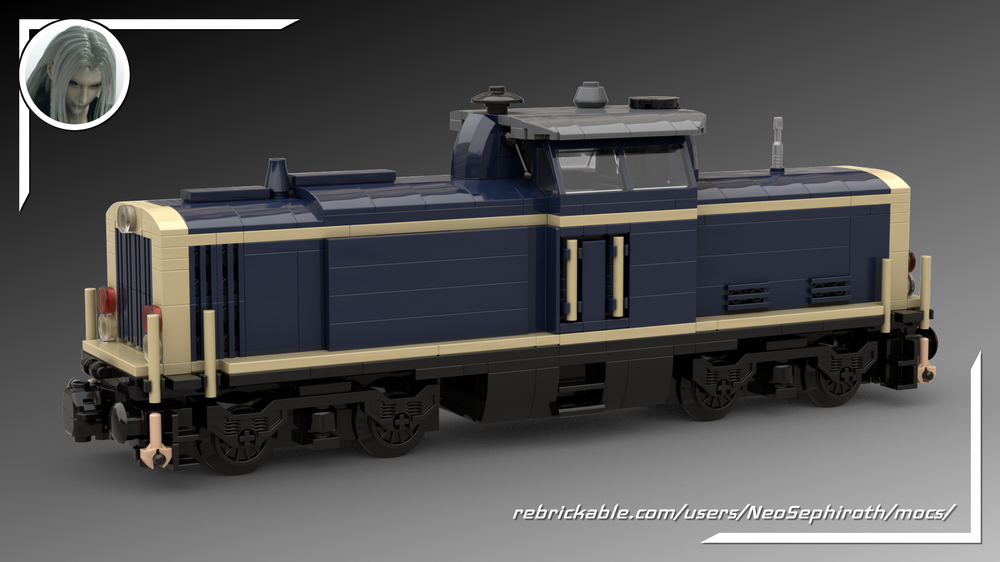 Lego V100 German Cargo Locomotive "dark blue - tan" version 8W