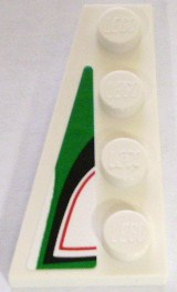 Lego Wedge, Plate 4 x 2 Left with Angled Red, Black and Green Pattern (Sticker) - Set 8898