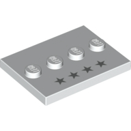 Lego Plate Special 3 x 4 with 1 x 4 Center Studs and 4 Silver Stars Print