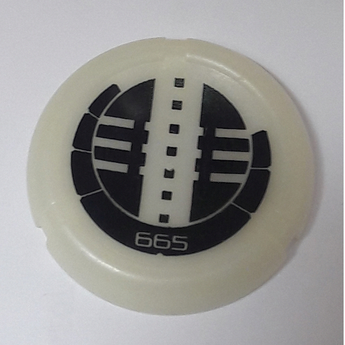Lego Large Figure Throwing Disc, Kanoka, Onu-Metru 665 Print / Glow In Dark Opaque