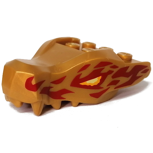 Lego Creature Body Part, Dragon Head Upper Jaw with Dark Red Markings and Yellow Eyes Print