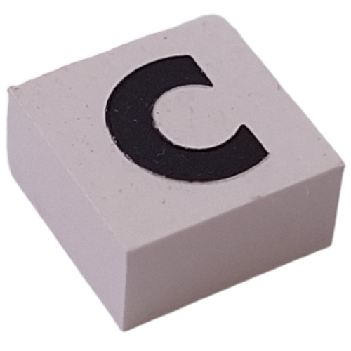 Lego Modulex Tile 2 x 2 with Black 'C' Print, without Internal Supports