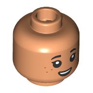 Lego Minifig Head Isabella Delgado, Black Eyebrows, Open Mouth in Aww/Scared / Nougat