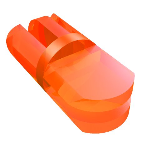Lego Arm Piece 90° Turn [2 / 3 Fingers] / Trans-Neon Orange