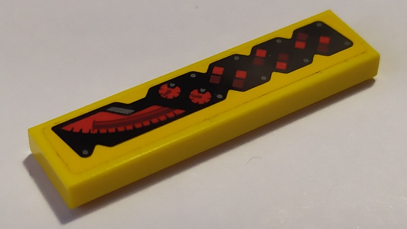 Lego Tile 1 x 4 with Red Gauges and Speedometer Pattern Model Left Side (Sticker) - Set 76087