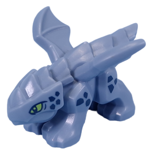 Lego Creature, Dragon, Baby, Dark Blue Markings, Lime Eyes Print