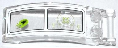 Lego Windscreen 6 x 2 x 2 with Bar Handle with Target Head-Up Display (HUD) and Squashed Fly Pattern (Sticker) - Set 70707 / Trans-Clear