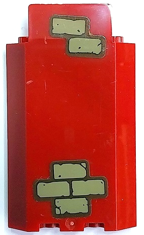 Lego Panel 3 x 3 x 6 Corner Wall without Bottom Indentations with Dark Tan Bricks Pattern 7 (Stickers) - Set 70425 / Dark Red