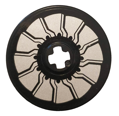 Lego Technic, Disk 3 x 3 with Silver Rotor Blades Pattern (Sticker) - Set 76144