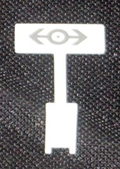Lego Road Sign Rectangle, Round Pole with Dark Gray Train Logo Pattern (Sticker) - Set 2150 / White