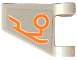 Lego Flag 2 x 2 Trapezoid with Flat Edge with Orange Circle and Bent Lines Circuitry Pattern Model Right Side (Sticker) - Set 76194 / Light Bluish Gray