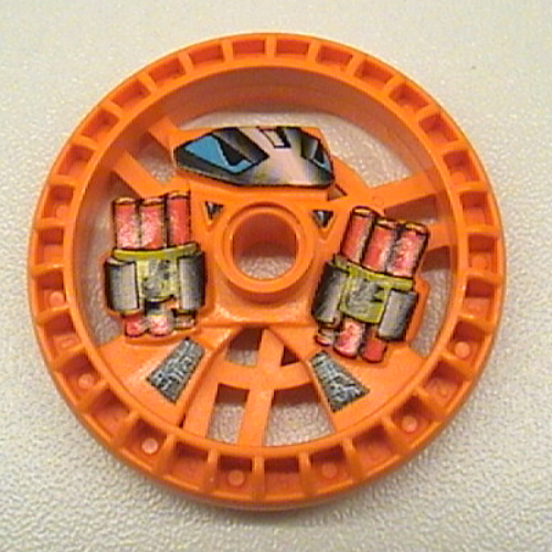 Lego Technic Disc 5 x 5 Notched, Dynamite Print / Orange