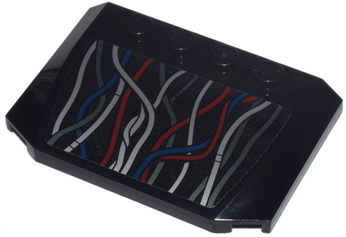 Lego Wedge 4 x 6 x 2/3 Triple Curved with Dark Red, Dark Blue, Silver, and Dark Silver Wires Pattern (Sticker) - Set 75398