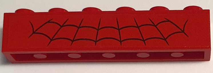 Lego Brick 1 x 6 with Black Spider Web Pattern (Sticker) - Set 76174 / Red