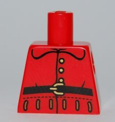 Lego Torso Rounded Collar, Three Gold Buttons, and Black Belt with Buckle Pattern / Red