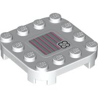 Lego Plate Round Corners 4 x 4 x 2/3 Circle with Reduced Knobs with Flower, Barcode print (Sticker)